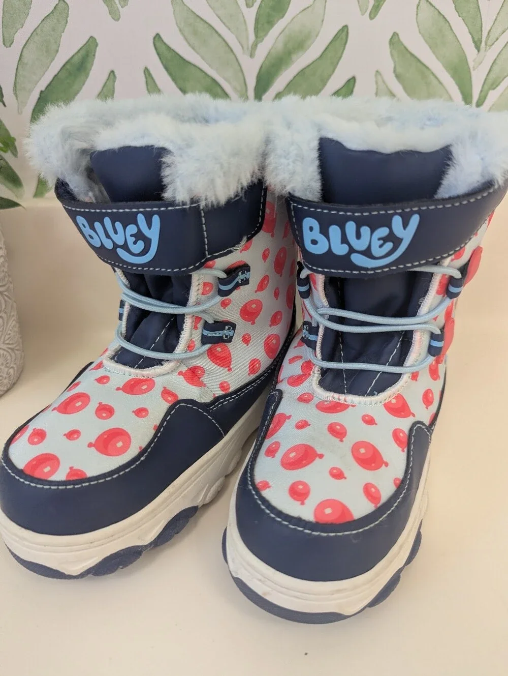 Bluey Winter Snow Boots Toddler 11 Bungee Velcro Combo Fur Lined